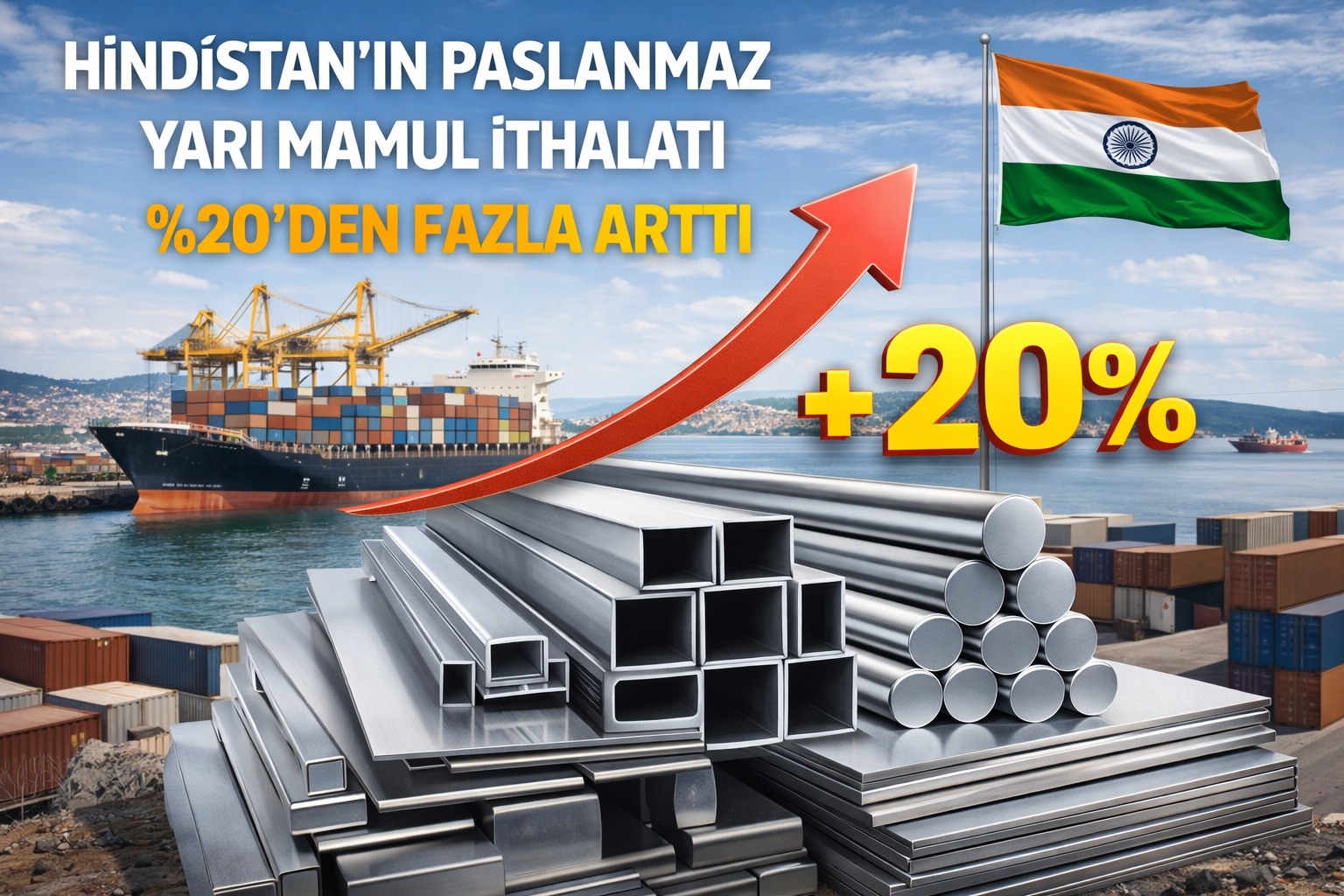 Hindistanın paslanmaz yarı mamul ithalatı yüzde 20den fazla arttı