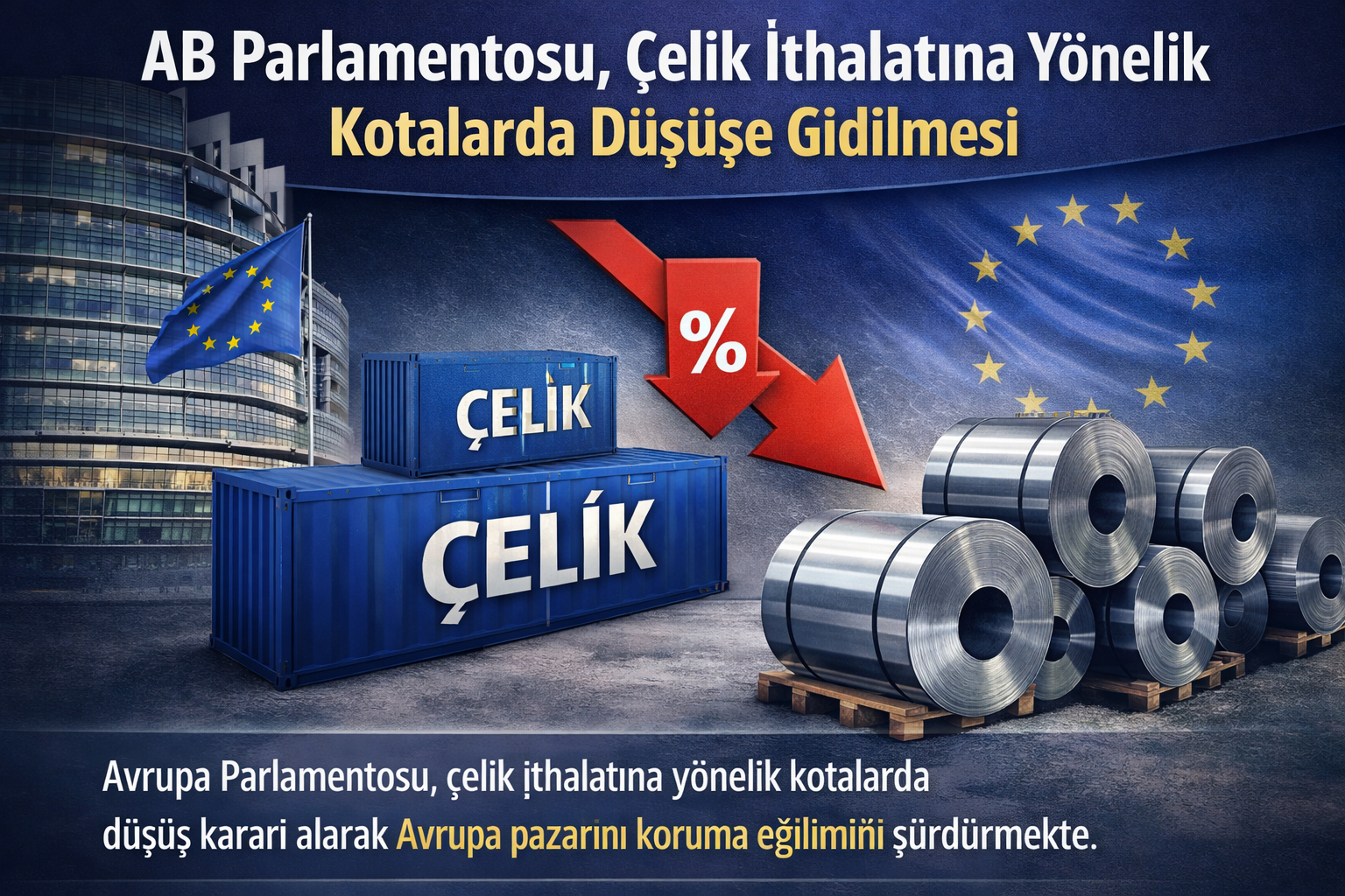 AB Parlamentosu  çelik ithalatına yönelik kotalarda düşüşe gidilmesi