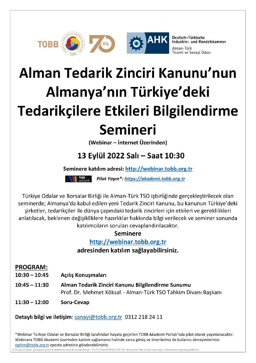 ALMAN TEDARIK ZINCIRI KANUNUNUN TÜRKIYE'DEKI TEDARIKÇILERE ETKILERI